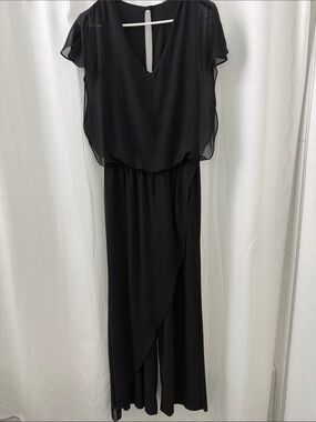 Last Tango Black Chiffon Overlay Jumpsuit